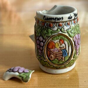 Vintage 1970s Ceramarte mini ceramic novelty stein or mug,
